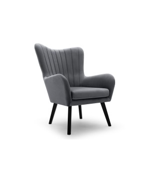 Fotel TED z wysokim oparciem i siedziskiem w tkaninie VELLUTO 18