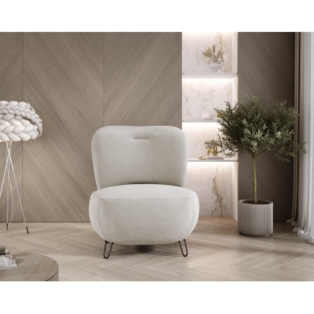 Fotel LUIS skandynawski wolnostojący na metalowych nogach w tkaninie CLOUD 03