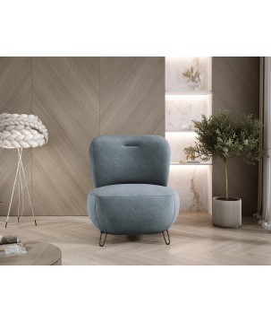 Fotel LUIS skandynawski wolnostojący na metalowych nogach w tkaninie CLOUD 84