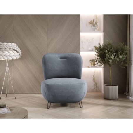 Fotel LUIS skandynawski wolnostojący na metalowych nogach w tkaninie CLOUD 97
