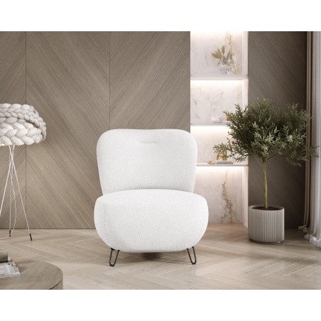 Fotel LUIS skandynawski wolnostojący na metalowych nogach w tkaninie NOW OR NEVER 01