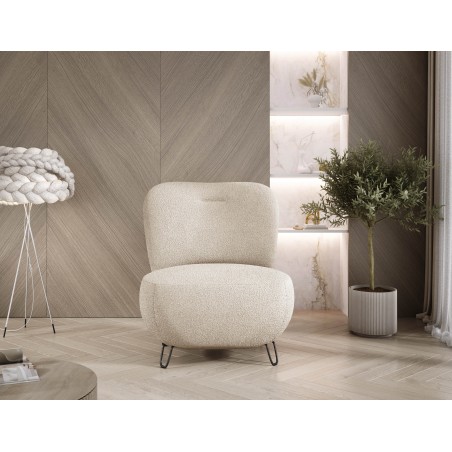 Fotel LUIS skandynawski wolnostojący na metalowych nogach w tkaninie NOW OR NEVER 06