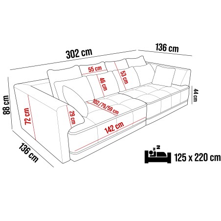 Sofa TIGA z funkcja spania Elektryczny System rozkładania APHRODITE 09 WERSAL