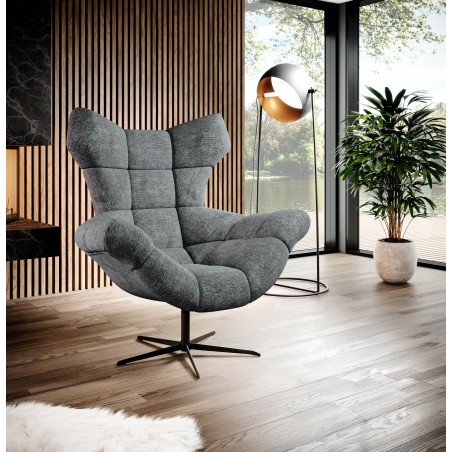 Fotel SENSI Relax obrotowy 360° z funkcją bujania w tkaninie Breath 93