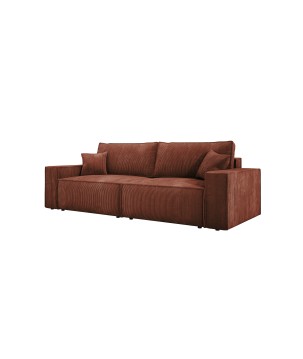 Kanapa KASJO Lewostronny Sofo-Narożnik z funkcją spania i poduszkami, 2x pojemnik POSO 039 Miedziany DOMOHOME