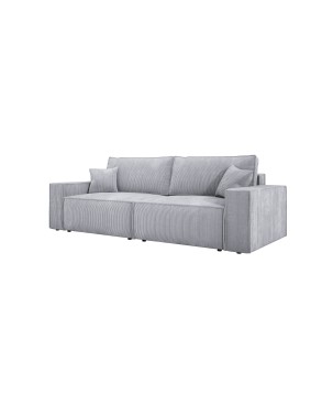 Kanapa KASJO Lewostronny Sofo-Narożnik z funkcją spania i poduszkami, 2x pojemnik POSO 110 Popielaty DOMOHOME