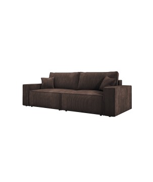 Kanapa KASJO Prawostronny Sofo-Narożnik z funkcją spania i poduszkami, 2x pojemnik POSO 006 Brązowy DOMOHOME