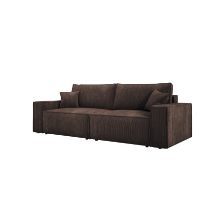Kanapa KASJO Prawostronny Sofo-Narożnik z funkcją spania i poduszkami, 2x pojemnik POSO 006 Brązowy DOMOHOME