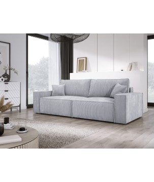 Kanapa KASJO Prawostronny Sofo-Narożnik z funkcją spania i poduszkami, 2x pojemnik POSO 110 Popielaty DOMOHOME