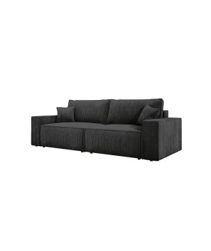 Kanapa KASJO Prawostronny Sofo-Narożnik z funkcją spania i poduszkami, 2x pojemnik POSO 135 Grafitowy DOMOHOME