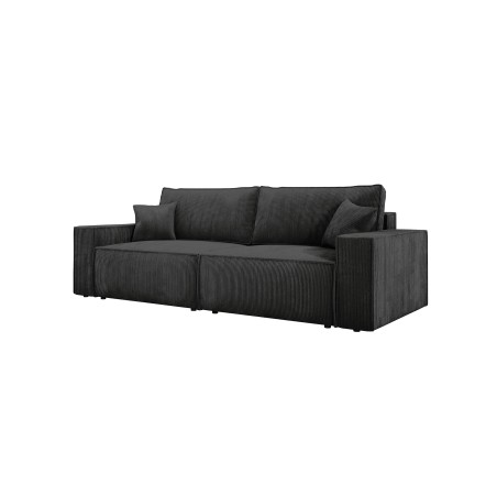 Kanapa KASJO Prawostronny Sofo-Narożnik z funkcją spania i poduszkami, 2x pojemnik POSO 135 Grafitowy DOMOHOME