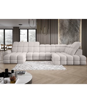 Narożnik TOLLO XL Prawostronny z elektryczną regulacją siedziska w tkaninie promocyjnej BUBBLE 03 WERSAL