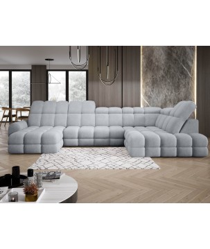 Narożnik TOLLO XL Prawostronny z elektryczną regulacją siedziska w tkaninie promocyjnej BUBBLE 06 WERSAL