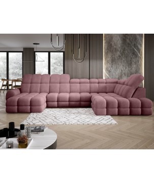 Narożnik TOLLO XL Prawostronny z elektryczną regulacją siedziska w tkaninie promocyjnej BUBBLE 09 WERSAL