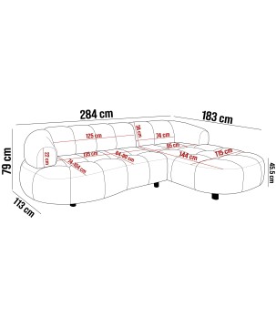 Narożnik VELPA S z elektryczną regulacją siedziska Lewostronny wolnostojący w tkaninie PUENTE 03 WERSAL