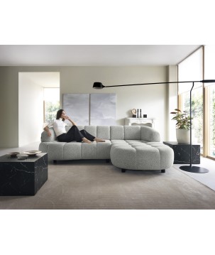 Narożnik VELPA S z elektryczną regulacją siedziska Prawostronny wolnostojący w tkaninie PUENTE 06 WERSAL