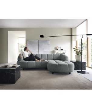 Narożnik VELPA S z elektryczną regulacją siedziska Prawostronny wolnostojący w tkaninie PUENTE 11 WERSAL