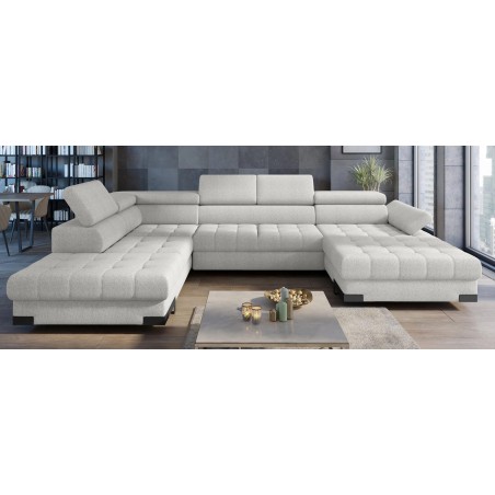 Narożnik SELVA XL Lewostronny z funkcją spania i pojemnikiem MEMPHIS 01 BRUDNA BIEL WERSAL