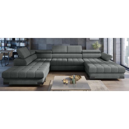 Narożnik SELVA XL Lewostronny z funkcją spania i pojemnikiem MEMPHIS 06 SZARY WERSAL