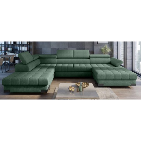 Narożnik SELVA XL Lewostronny z funkcją spania i pojemnikiem MEMPHIS 12 OLIWKOWY WERSAL