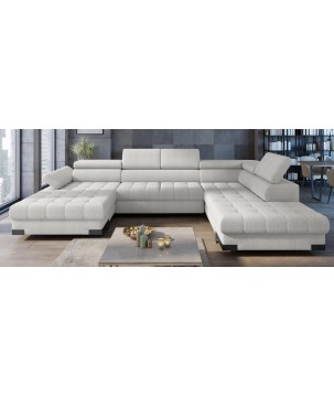 Narożnik SELVA XL Lewostronny z funkcją spania i pojemnikiem MEMPHIS 01 BRUDNA BIEL WERSAL