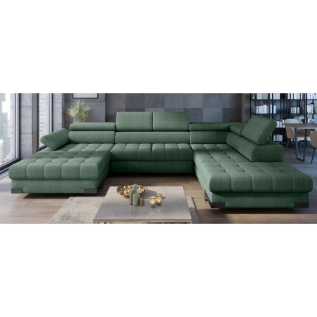 Narożnik SELVA XL Lewostronny z funkcją spania i pojemnikiem MEMPHIS 12 OLIWKOWY WERSAL