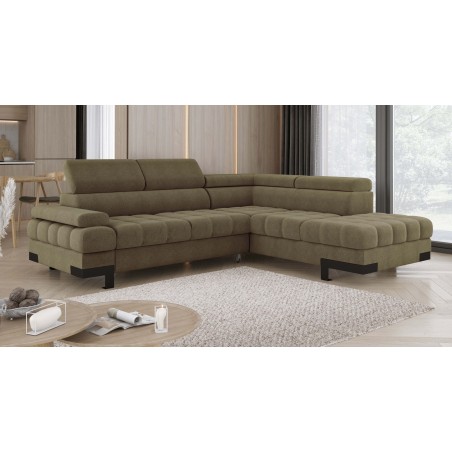 Narożnik SELVA L Prawostronny z funkcją spania i pojemnikiem AUSTIN 12 Zielony WERSAL