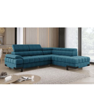 Narożnik SELVA L Prawostronny z funkcją spania i pojemnikiem AUSTIN 14 Niebieski WERSAL