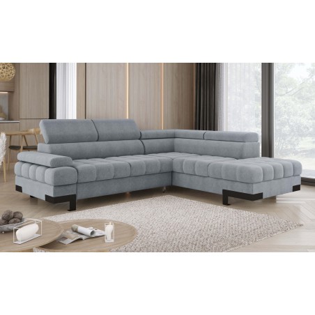 Narożnik SELVA L Prawostronny z funkcją spania i pojemnikiem AUSTIN 18 Jasny Szary WERSAL