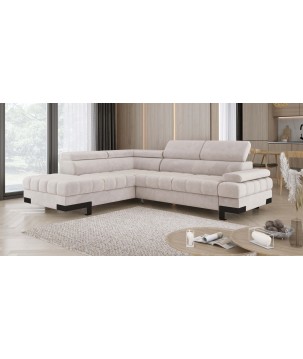 Narożnik SELVA L Lewostronny z funkcją spania i pojemnikiem SALVADOR 01 Beżowy WERSAL