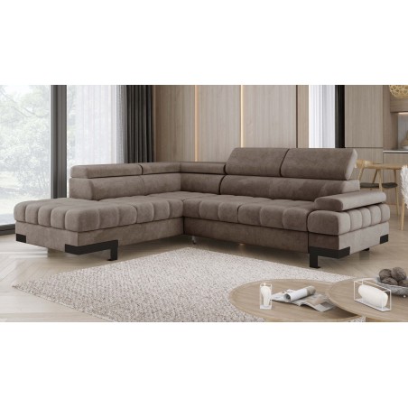 Narożnik SELVA L Lewostronny z funkcją spania i pojemnikiem SALVADOR 03 Jasny Brąz WERSAL