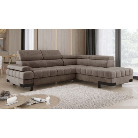 Narożnik SELVA L Prawostronny z funkcją spania i pojemnikiem SALVADOR 03 Jasny Brąz WERSAL