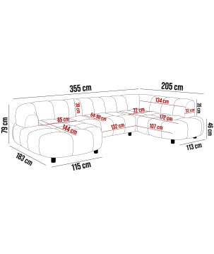 Narożnik VELPA XL Lewostronny z elektryczną regulacją siedziska w tkaninie LOOP 19 WERSAL