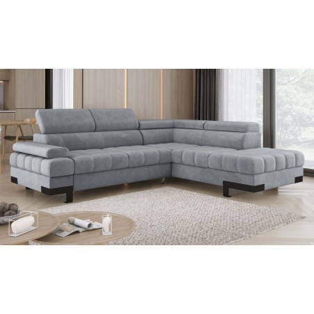 Narożnik SELVA L Prawostronny z funkcją spania i pojemnikiem SALVADOR 14 Jasny Szary WERSAL