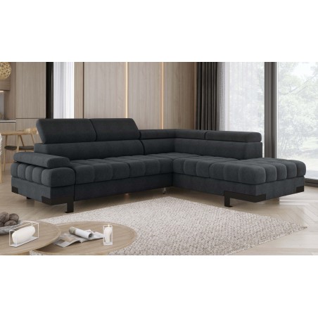 Narożnik SELVA L Prawostronny z funkcją spania i pojemnikiem AUSTIN 20 Antracytowy WERSAL