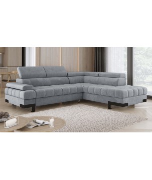 Narożnik SELVA L Prawostronny z funkcją spania i pojemnikiem SALVADOR 14 Jasny Szary WERSAL