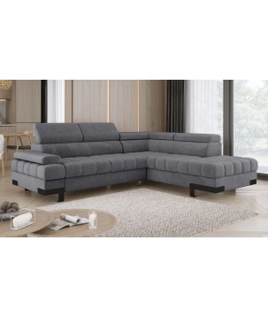 Narożnik SELVA L Prawostronny z funkcją spania i pojemnikiem SALVADOR 15 Szary WERSAL