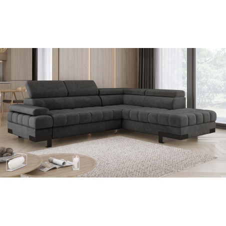 Narożnik SELVA L Prawostronny z funkcją spania i pojemnikiem SALVADOR 16 Cziemny Szary WERSAL