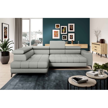 Narożnik BAGGIO Lewostronny z funkcją spania, wolnostojący tkanina LETTO 03 Popielaty WERSAL