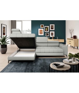 Narożnik BAGGIO Lewostronny z funkcją spania, wolnostojący tkanina LETTO 03 Popielaty WERSAL