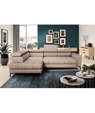 Narożnik BAGGIO Lewostronny z funkcją spania, wolnostojący tkanina LETTO 11 Beżowy WERSAL