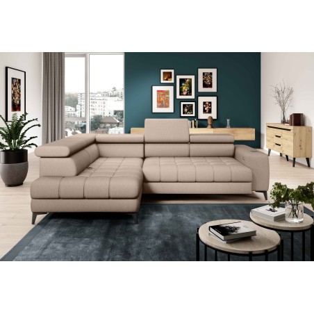 Narożnik BAGGIO Lewostronny z funkcją spania, wolnostojący tkanina LETTO 11 Beżowy WERSAL