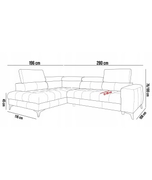 Narożnik BAGGIO Lewostronny z funkcją spania, wolnostojący tkanina LETTO 11 Beżowy WERSAL