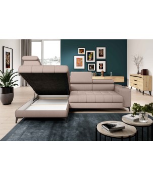 Narożnik BAGGIO Lewostronny z funkcją spania, wolnostojący tkanina LETTO 11 Beżowy WERSAL