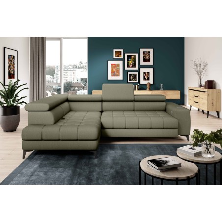 Narożnik BAGGIO Lewostronny z funkcją spania, wolnostojący tkanina LETTO 38 Jasna Zieleń WERSAL