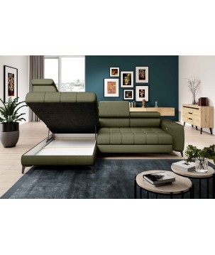 Narożnik BAGGIO Lewostronny z funkcją spania, wolnostojący tkanina LETTO 38 Jasna Zieleń WERSAL