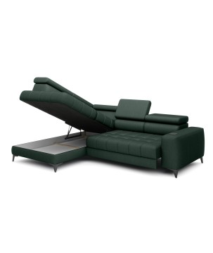 Narożnik BAGGIO Lewostronny z funkcją spania, wolnostojący tkanina LETTO 39 Ciemna Zieleń WERSAL