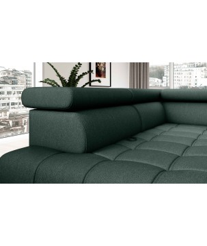 Narożnik BAGGIO Lewostronny z funkcją spania, wolnostojący tkanina LETTO 39 Ciemna Zieleń WERSAL