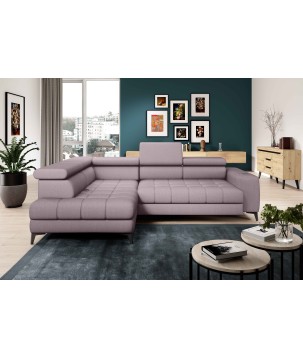 Narożnik BAGGIO Lewostronny z funkcją spania, wolnostojący tkanina LETTO 60 Pudrowy Róż WERSAL