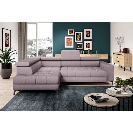 Narożnik BAGGIO Lewostronny z funkcją spania, wolnostojący tkanina LETTO 60 Pudrowy Róż WERSAL